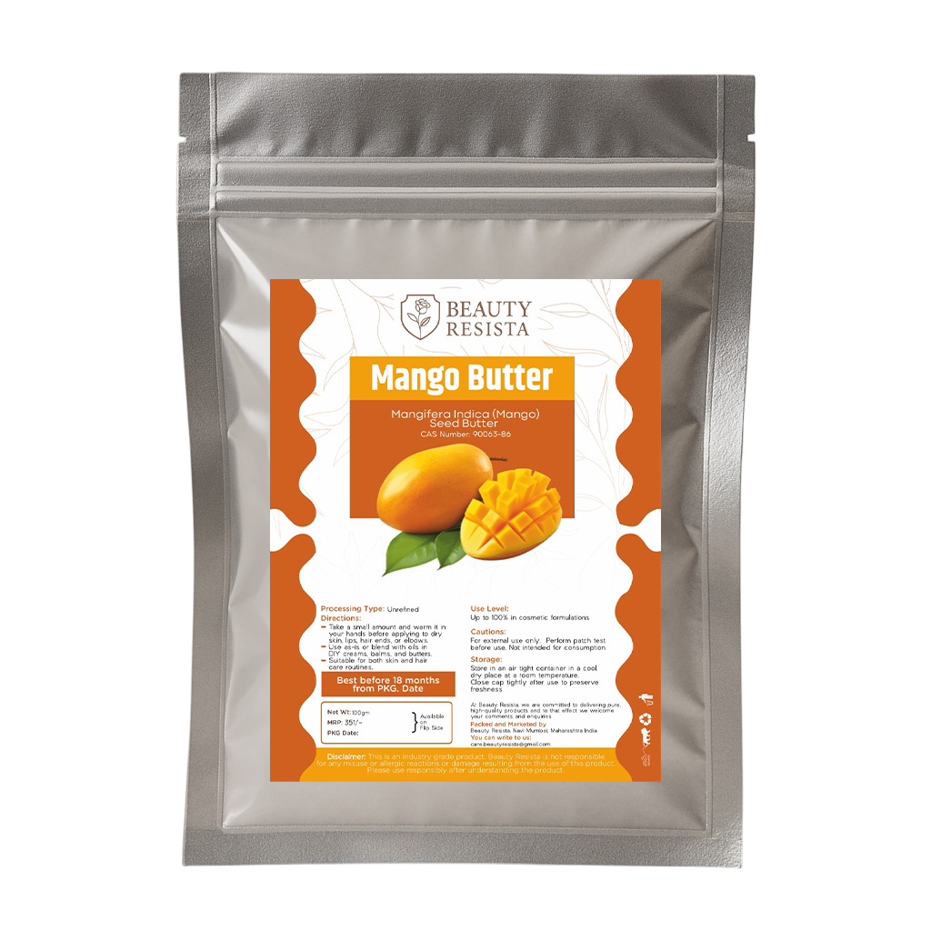 Beauty Resista Raw Unrefined Mango Butter 100g – Lightweight Skin & Hair Nourishing Butter for DIY Skincare