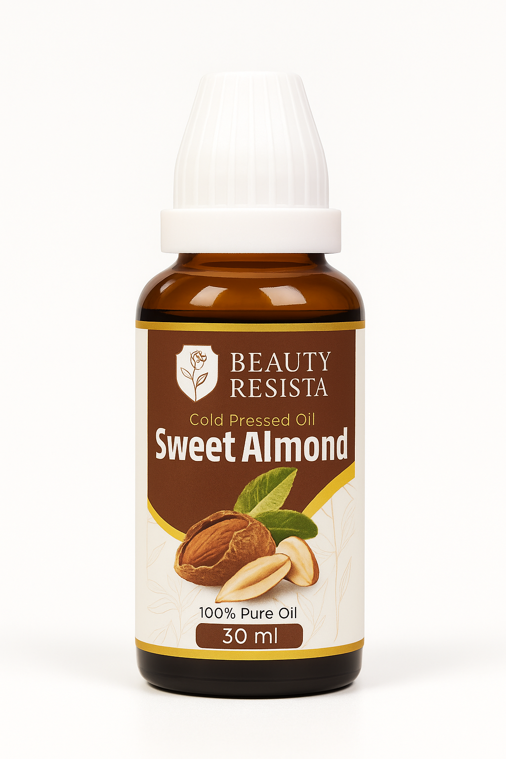 Beauty Resista Sweet Almond Oil 30ml – 100% Pure Cold-Pressed Moisturizing Oil for Skin, Hair & Baby Care