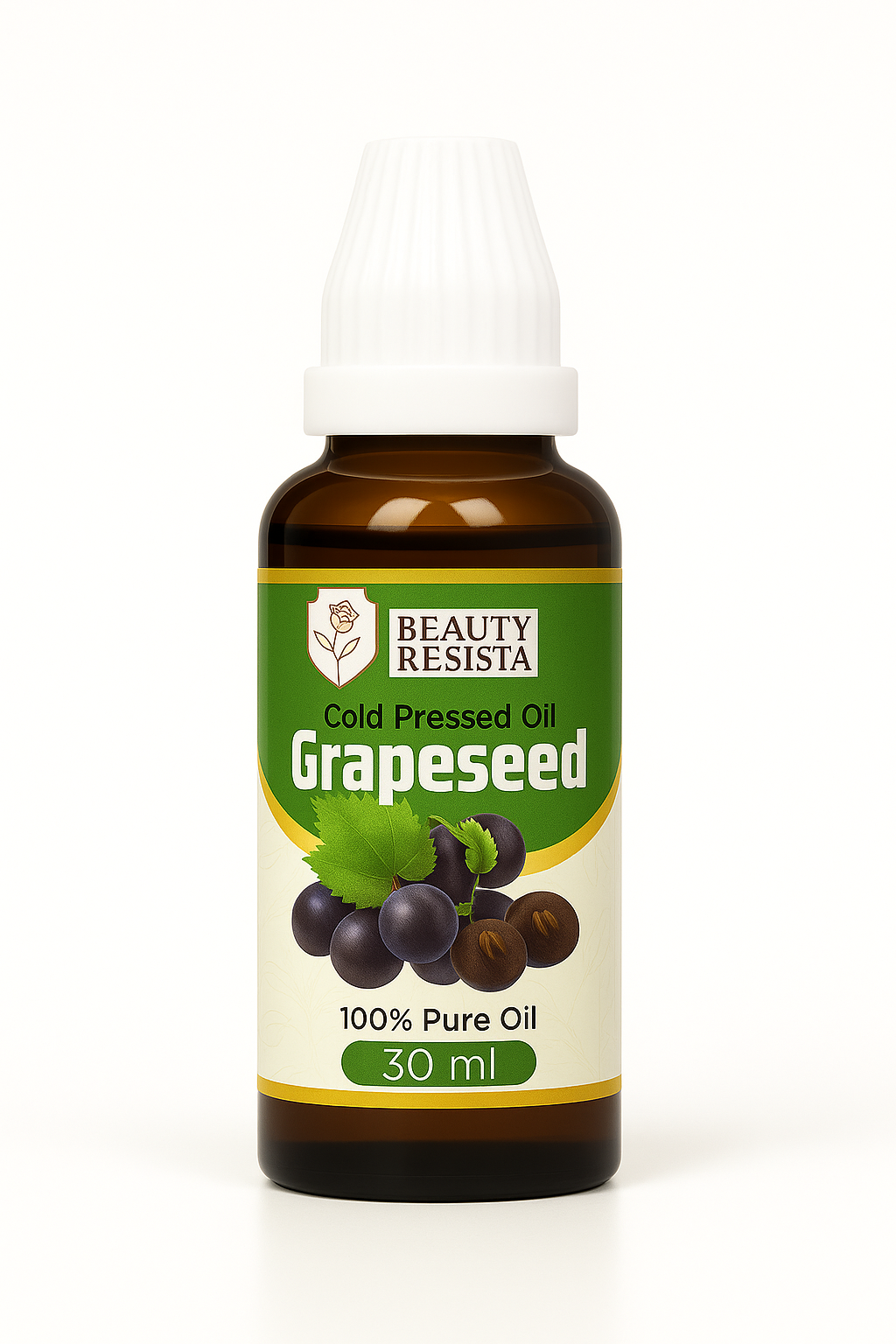 Beauty Resista Grapeseed Oil 30ml – 100% Pure Cold-Pressed Lightweight Oil for Skin & Hair
