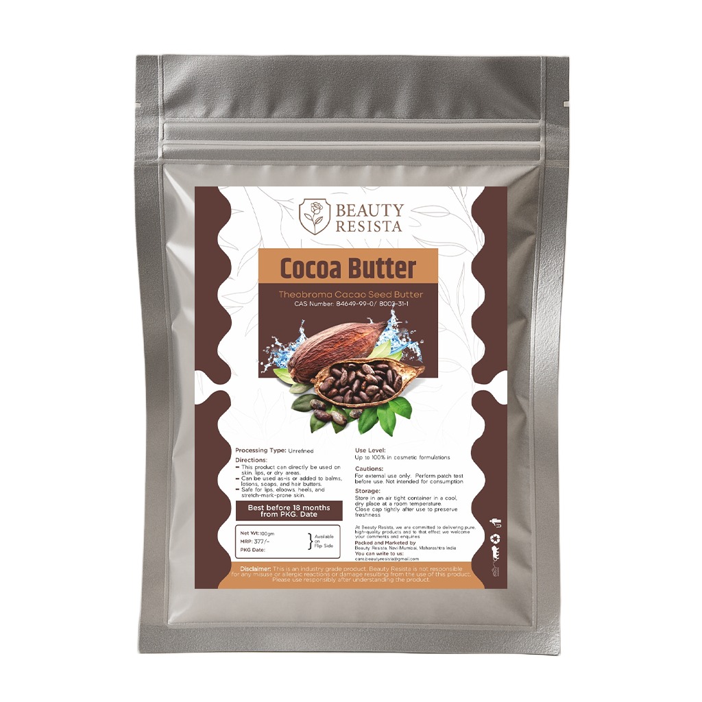 Beauty Resista 100% Pure Cocoa Butter 100g | Raw Unrefined Body Butter for Dry Skin, Stretch Marks & Scar Repair