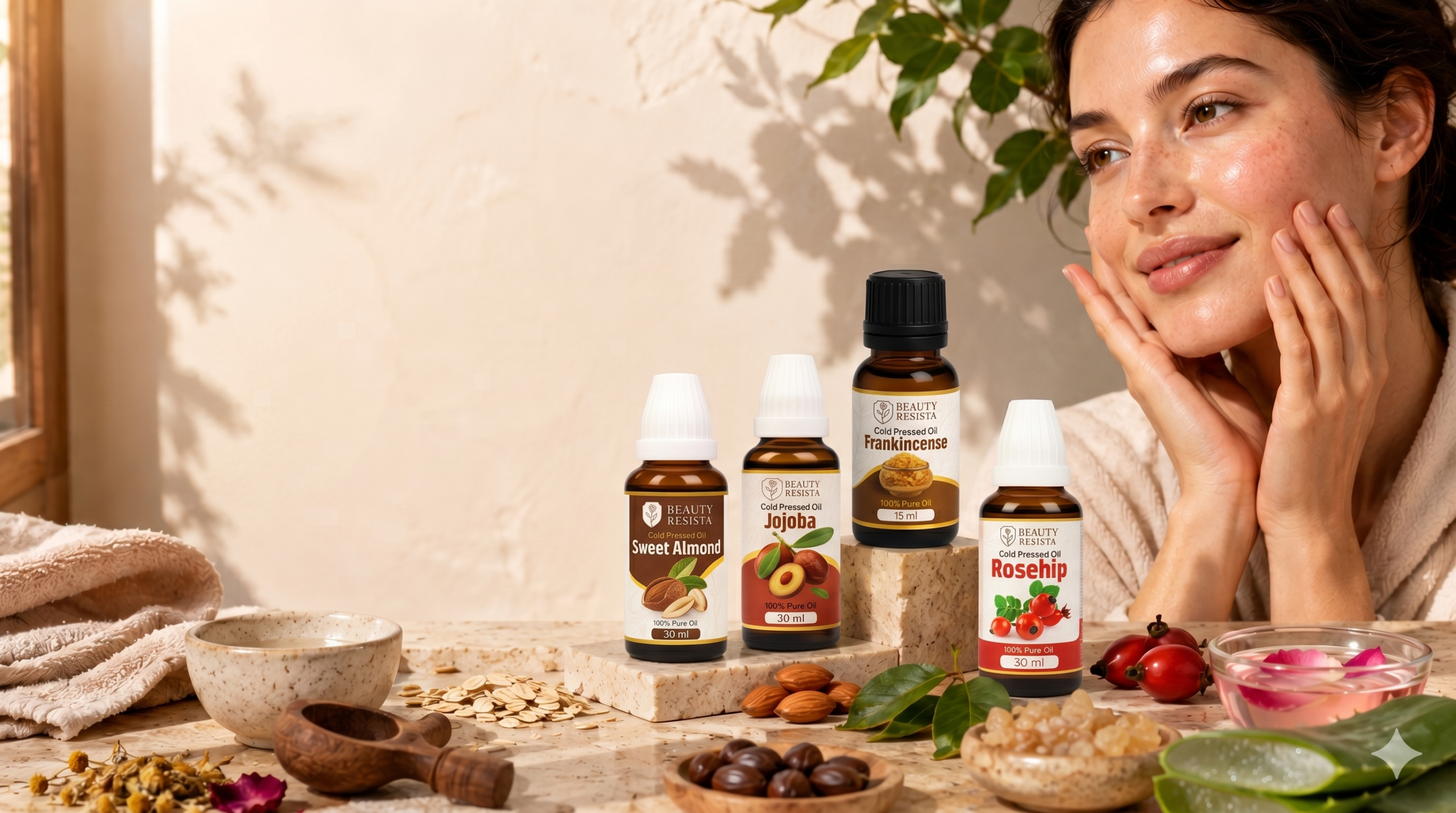 How to repair dry skin naturally using Beauty Resista Jojoba Oil, Argan Oil, Rosehip Oil, Avocado Oil, and Sea Buckthorn Oil for hydrated skin.