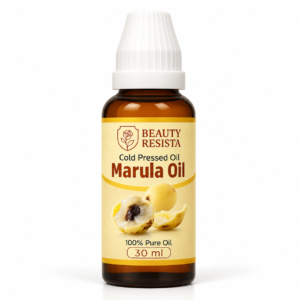 Beauty Resista Marula Oil in a 30 ml amber glass dropper bottle, featuring pure botanical carrier oil for skin and hair care.