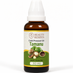 Cold Pressed Tamanu Oil in a 30 ml amber glass bottle, featuring 100% pure oil