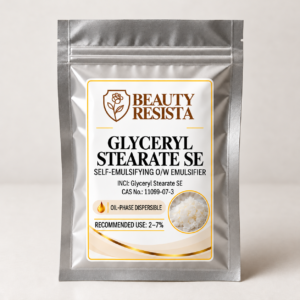 Beauty Resista Glyceryl Stearate SE cosmetic-grade self-emulsifying oil-in-water emulsifier and stabilizer for creams, lotions and moisturizing cosmetic formulations.