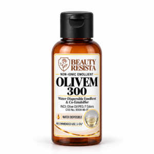 Beauty Resista Olivem 300 Olive Oil PEG-7 Esters cosmetic-grade water-dispersible emollient and co-emulsifying ingredient for skincare, cleansers and haircare formulations.