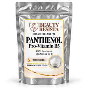 Beauty Resista Panthenol Pro-Vitamin B5 cosmetic-grade raw material for hydrating, soothing, skin-barrier-support and hair-conditioning formulations.