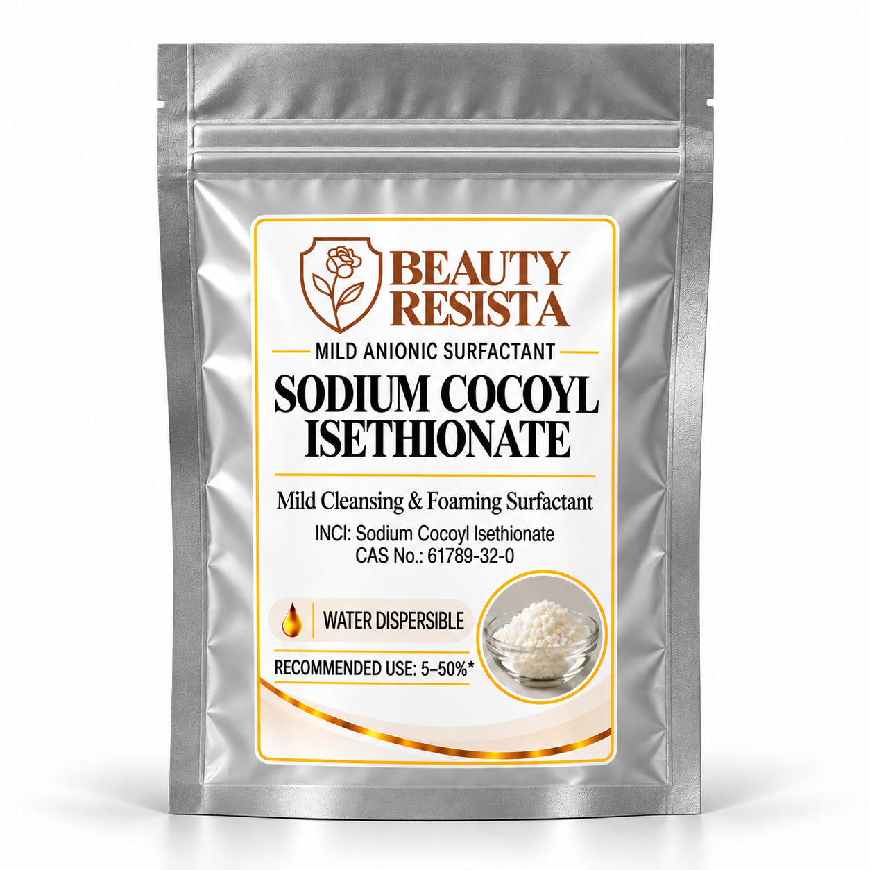 Sodium Cocoyl Isethionate, commonly known as SCI, is a mild anionic surfactant manufactured using fatty acids typically associated with coconut-derived feedstocks and isethionate chemistry. It has become particularly popular in modern solid shampoo bars and syndet cleansing bars because of its combination of effective cleansing, abundant foam and relatively mild skin feel. Unlike traditional soap, SCI can be used to formulate syndet (synthetic detergent) bars with a skin-friendly finished-product pH. This makes it especially useful for facial cleansing bars, body bars and shampoo bars where formulators want rich lather without relying on conventional soap systems. SCI produces a dense, creamy and stable lather and can improve the sensory quality of rinse-off formulations. It works particularly well when combined with other surfactants such as Cocamidopropyl Betaine, which can improve processing, foam characteristics and the overall mildness profile of the surfactant system. SCI is also highly suitable for solid-format products because it can contribute structure and cleansing performance at relatively high concentrations. Depending on the grade, it may be supplied as powder, granules, flakes or noodles. Because fine SCI powder can become airborne, appropriate handling precautions should be taken to avoid inhalation of dust during weighing and processing.