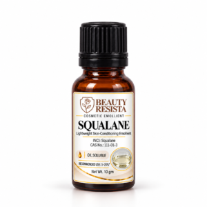 Beauty Resista Squalane cosmetic-grade lightweight emollient for moisturizing, skin-barrier-support, facial oil and hair-conditioning formulations.
