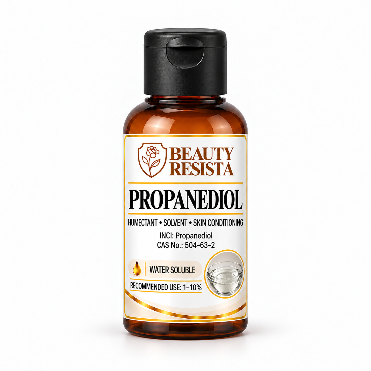 Beauty Resista Propanediol 1,3-Propanediol cosmetic-grade humectant and solvent raw material for hydrating skincare, haircare, serums, creams and lotions.